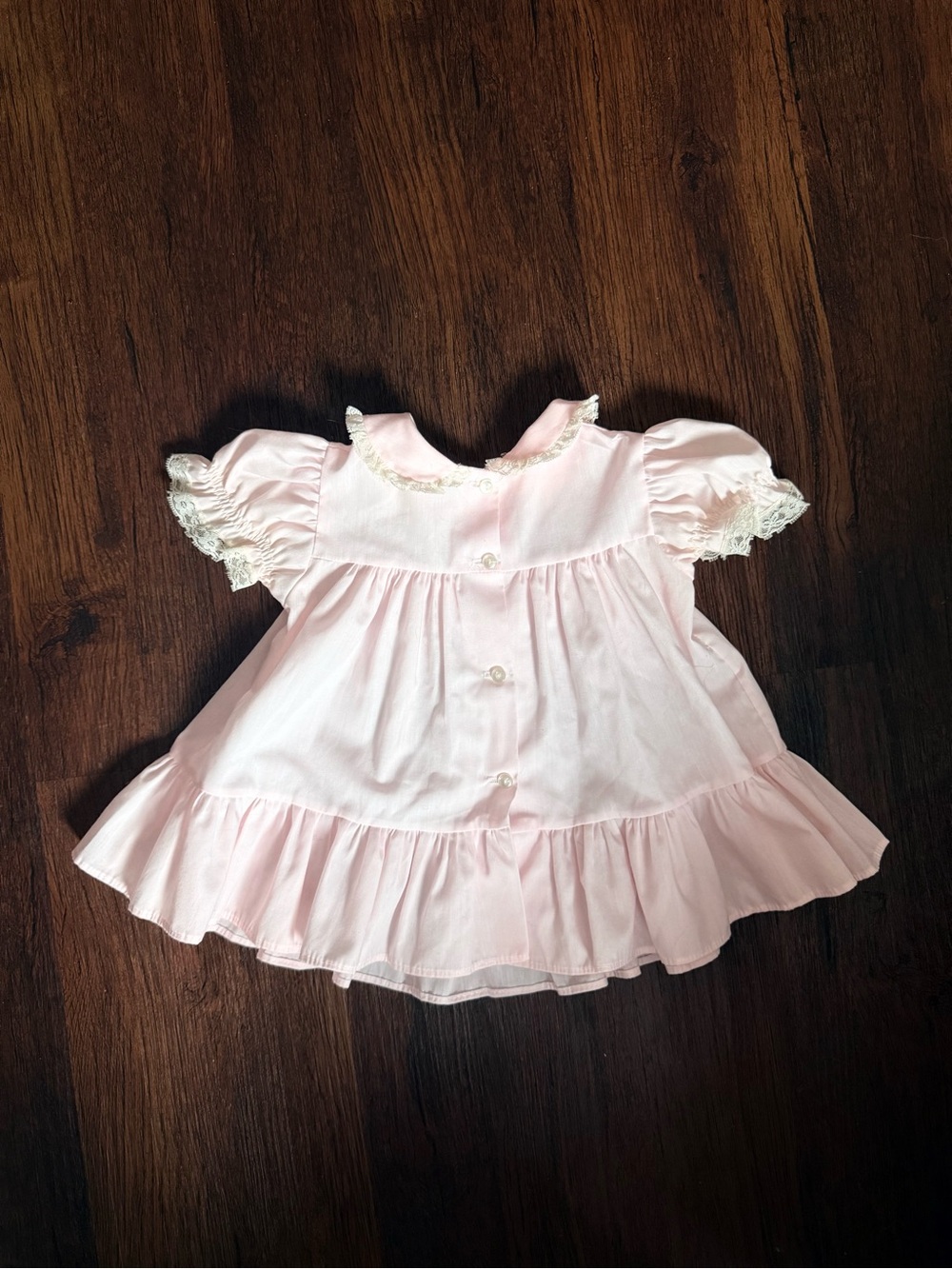 Vintage 1970’s Pink Baby Dress with Lace Trim